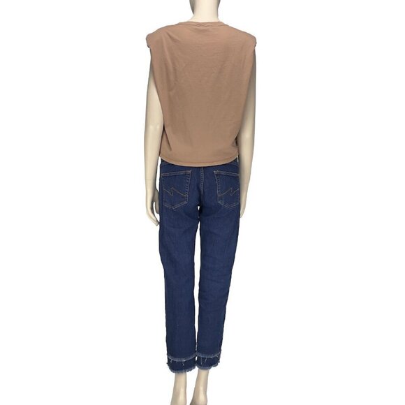 💥2/30$💥 Babaton Tan Muscle Square Shoulders Pad Crew NTank‎ T-shirt Cotton s S - Picture 5 of 7